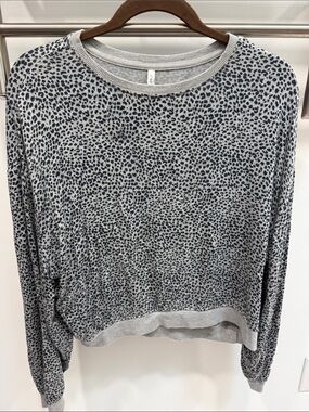 Z Supply Gray Leopard Print Lightweight Pullover
